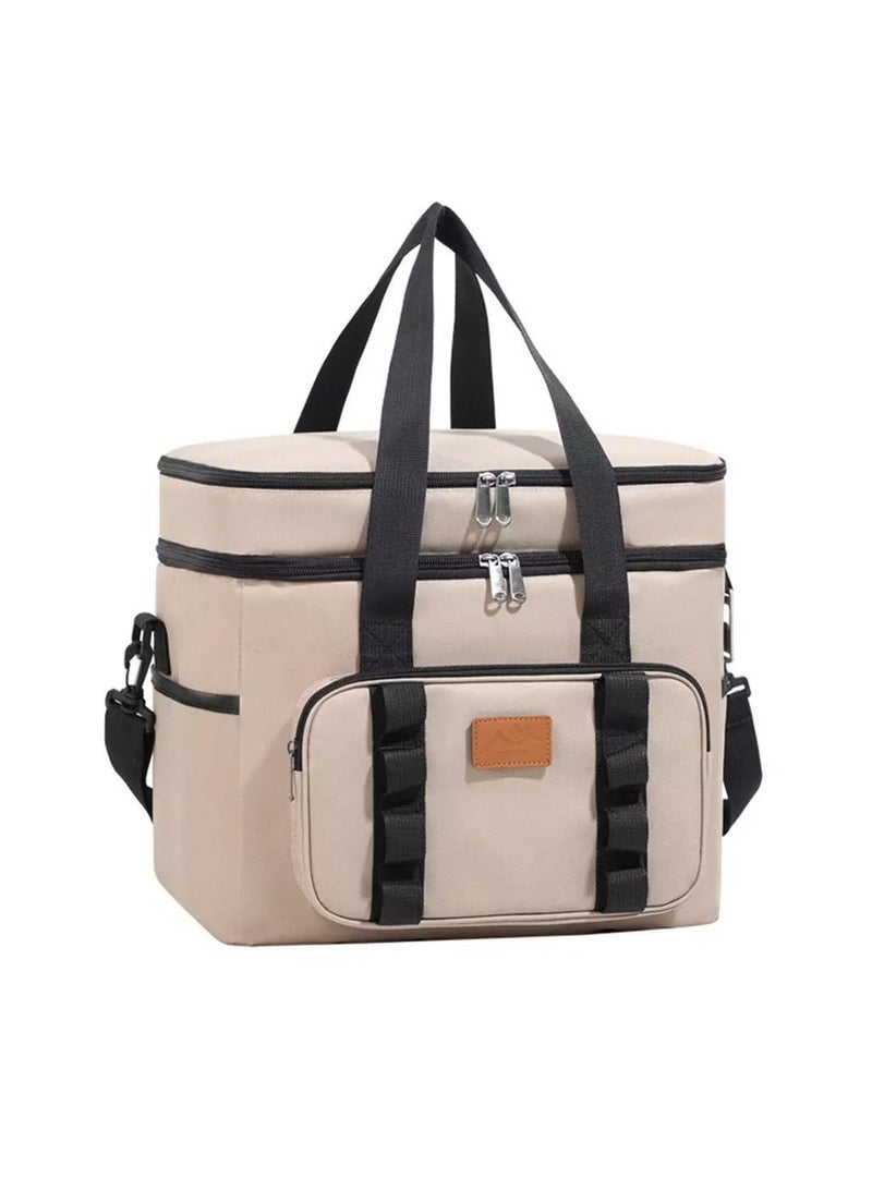 Portable Thermal Insulated Lunch Bag for Outdoor Activities, Camping, Desert  (Beige) - Image 1