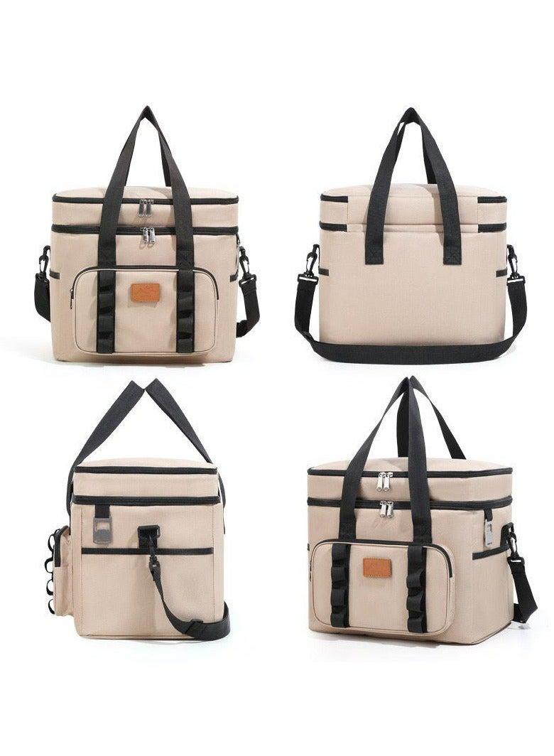 Portable Thermal Insulated Lunch Bag for Outdoor Activities, Camping, Desert  (Beige) - Image 4