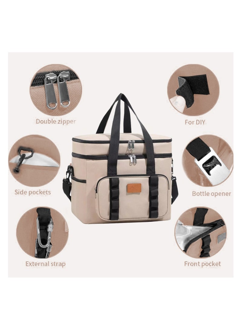 Portable Thermal Insulated Lunch Bag for Outdoor Activities, Camping, Desert  (Beige) - Image 3