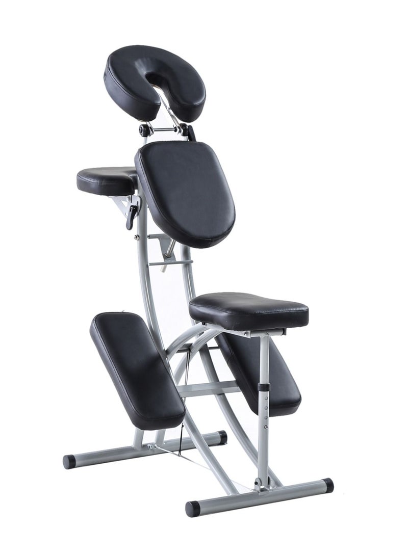 LA PERLA TECH  Portable Massage Chairs with Carrying Bag Folding SPA Chair Therapy Chair Tattoo Chair Face Cradle Salon Massage Chair 4 Inches Thickness Sponge Height Adjustable Massage Chair, Black  - Image 1