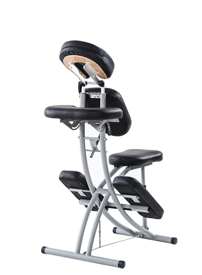 LA PERLA TECH  Portable Massage Chairs with Carrying Bag Folding SPA Chair Therapy Chair Tattoo Chair Face Cradle Salon Massage Chair 4 Inches Thickness Sponge Height Adjustable Massage Chair, Black  - Image 4
