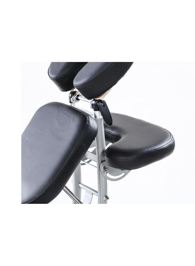 LA PERLA TECH  Portable Massage Chairs with Carrying Bag Folding SPA Chair Therapy Chair Tattoo Chair Face Cradle Salon Massage Chair 4 Inches Thickness Sponge Height Adjustable Massage Chair, Black  - Image 5
