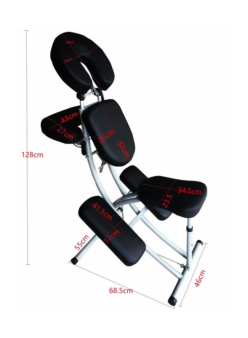 LA PERLA TECH  Portable Massage Chairs with Carrying Bag Folding SPA Chair Therapy Chair Tattoo Chair Face Cradle Salon Massage Chair 4 Inches Thickness Sponge Height Adjustable Massage Chair, Black  - Image 3