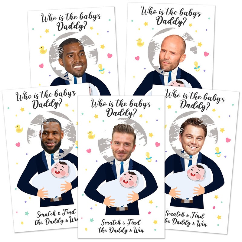 Zuoziosx 40 Cute Baby Shower Games - Scratch Off Lottery Ticket Raffle Cards - Decorations- who is The Baby's Daddy - 40 Cards - Image 1