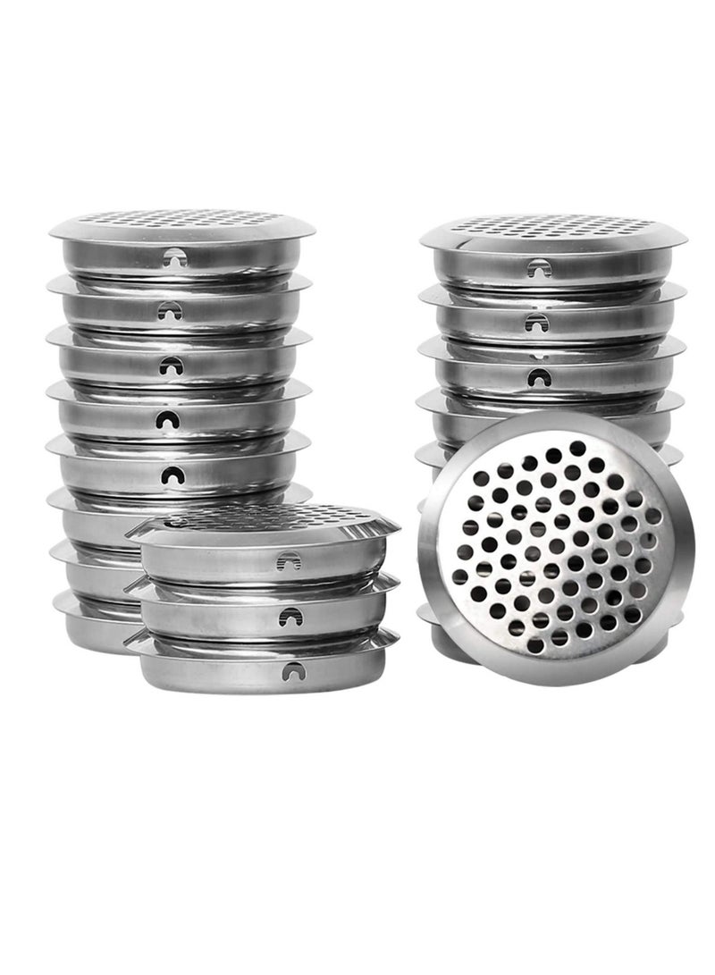 Excefore Stainless Steel Air Vent Hole 20 PCS Ventilation Louver Round Shaped Mesh Hole Louver Round Ventilation Grille for Shoe Cabinets Lockers Wardrobes Wall Air Soffit Vents Ducting Air Outlet Hood  - Image 1