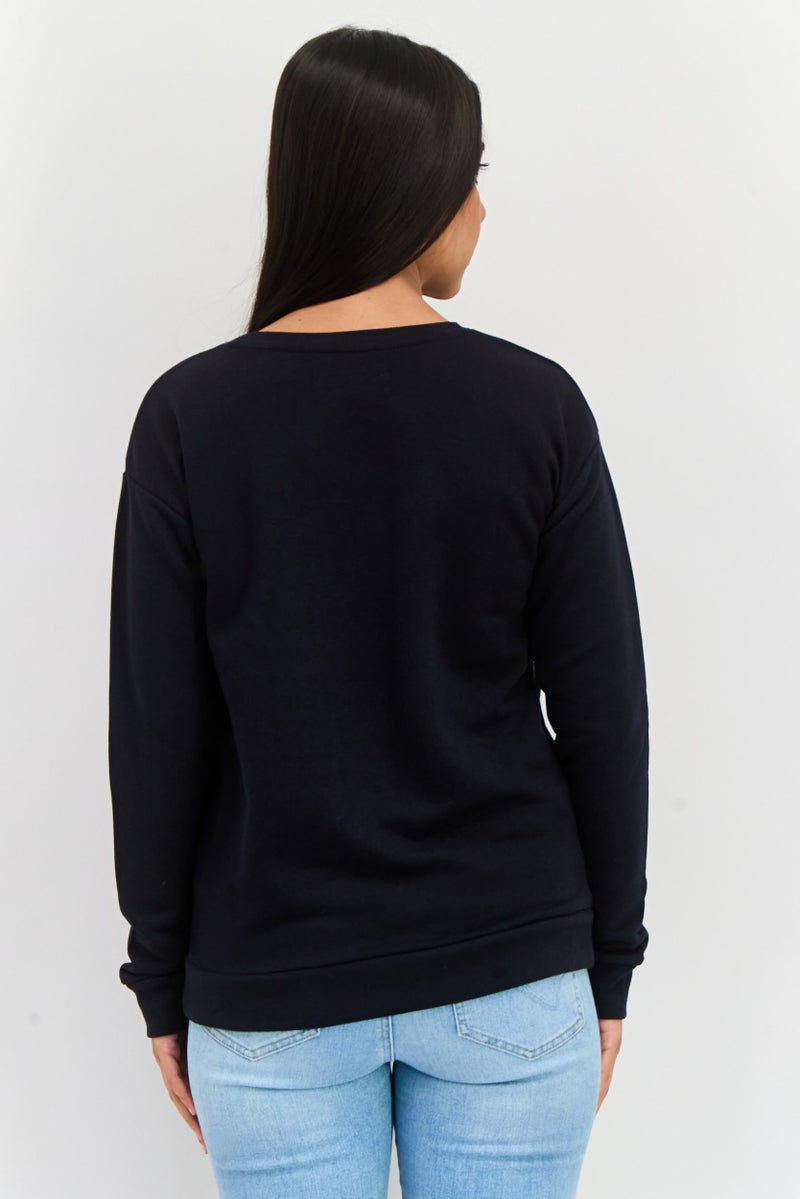 KANGOL Women Embroidered Logo Long Sleeves Sweatshirt, Black  - Image 3