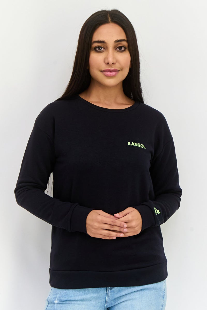 KANGOL Women Embroidered Logo Long Sleeves Sweatshirt, Black  - Image 1