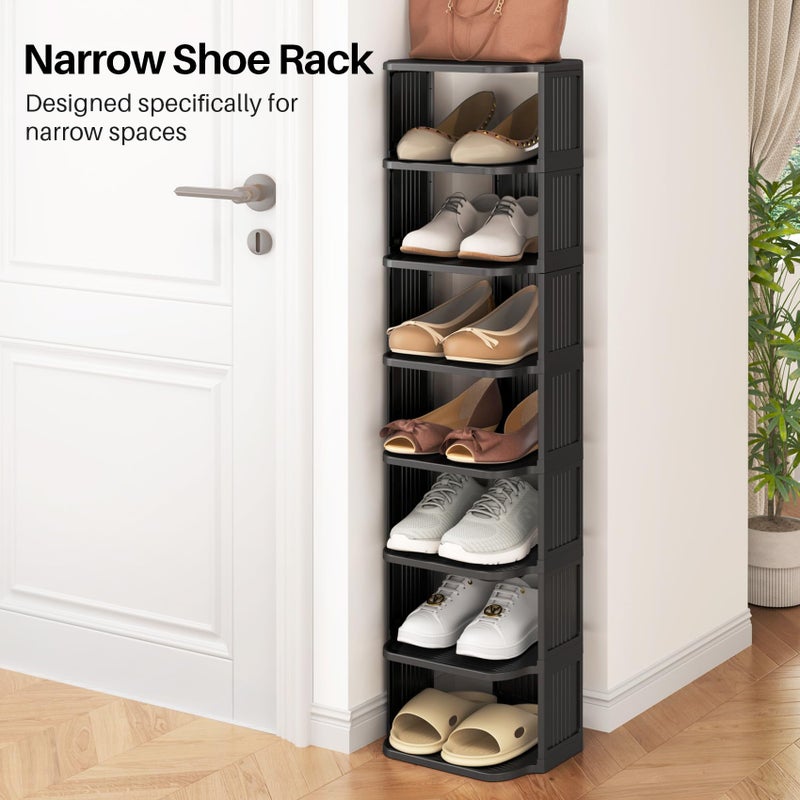 Kitstorack Shoe Racks for Closet, 5 Tiers Stackable Shoe Rack for Front Door Entrance Free Standing Plastic Shoe Stand Narrow Tall Vertical Shoe Rack, Closet Shoe Organizer for Small Spaces Shoe Storage - Image 2