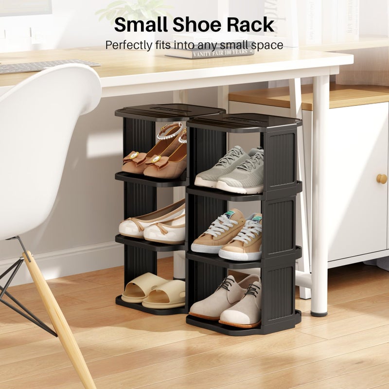 Kitstorack Shoe Racks for Closet, 5 Tiers Stackable Shoe Rack for Front Door Entrance Free Standing Plastic Shoe Stand Narrow Tall Vertical Shoe Rack, Closet Shoe Organizer for Small Spaces Shoe Storage - Image 3