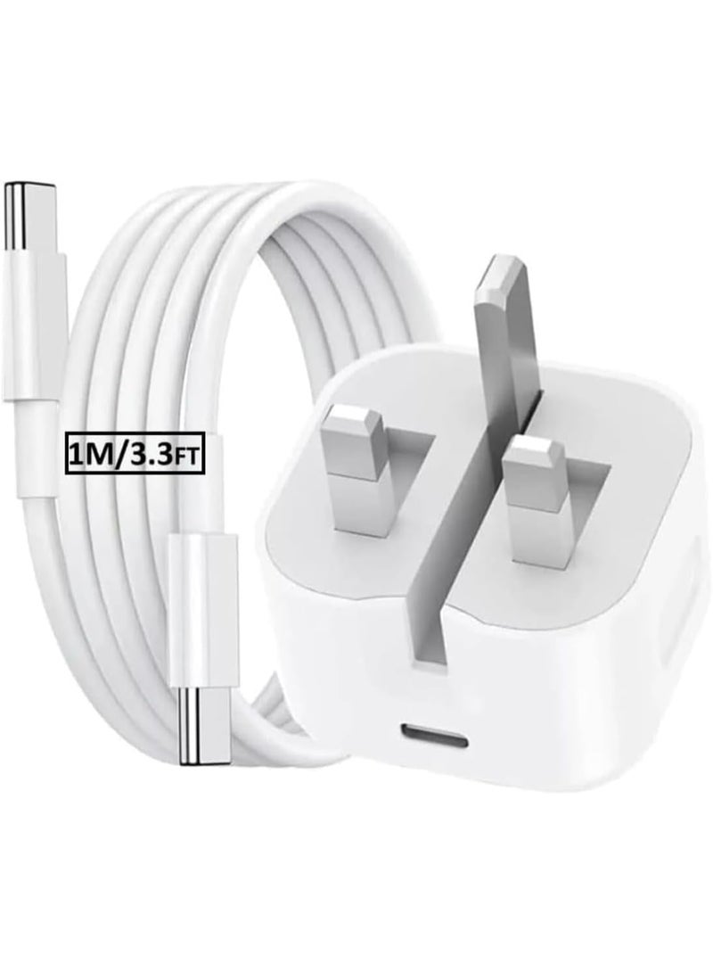 شاحن سريع USB C بقدرة 35 وات مع كابل 1 متر من النوع C إلى C، ومحول شحن سريع متوافق مع سلسلة iPhone 17 Pro Max 16 Pro Max 15 وSamsung S24 والهواتف الذكية والأجهزة اللوحية USB C - Image 2