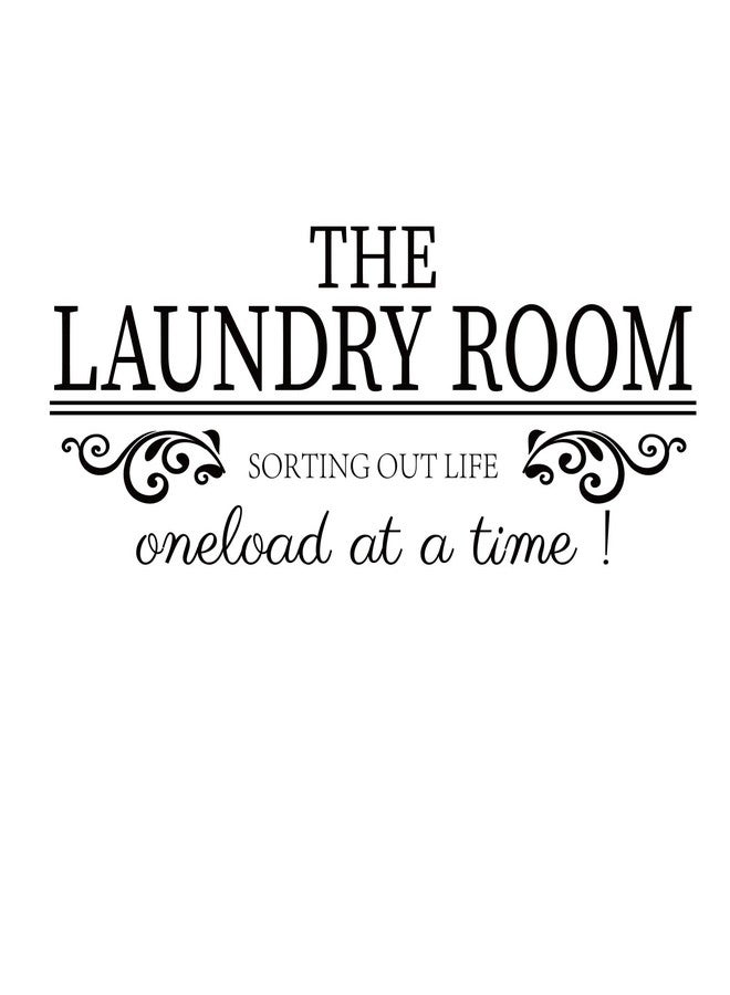 SUPERDANT Laundry Room Wall Sticker, Plastic, Black, 560mm x 230mm, Vintage Patterns Art Lettering Decal for Indoor Decoration - Image 1