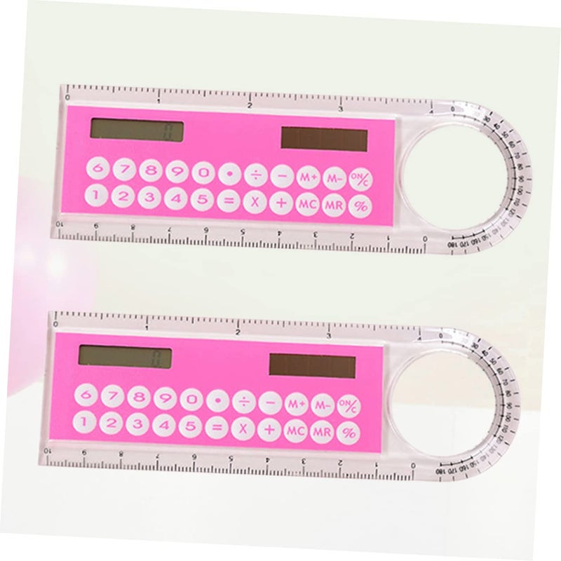2Pcs Mini Ruler With Calculator Portable Digital Math Tool For School Office Stationery Gift - Image 3