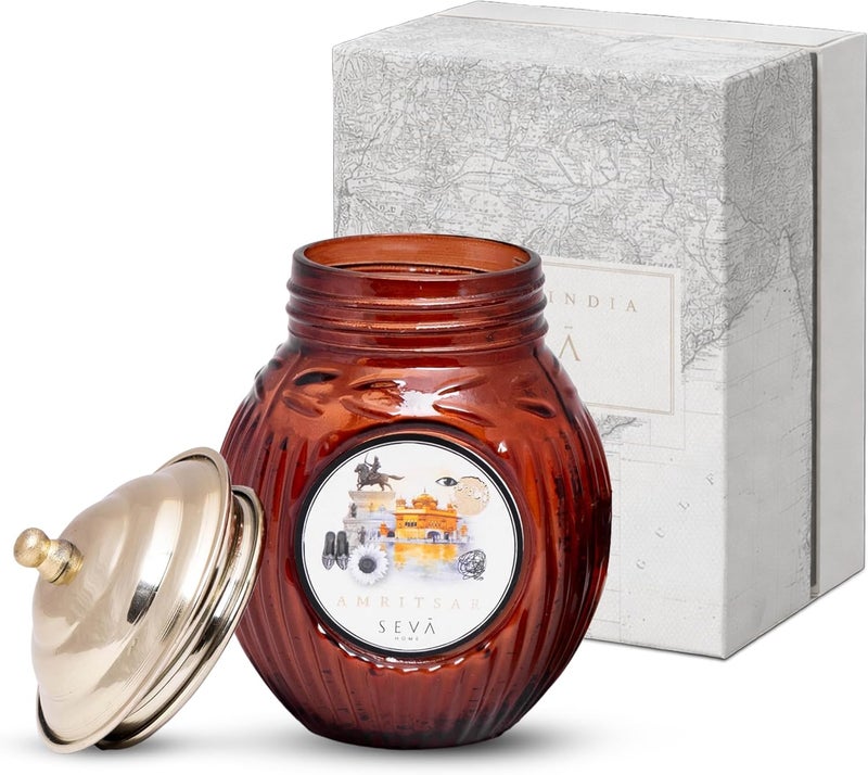 سيفا هوم شمعة معطرة برائحة مزيج توابل أمريتسار من سيفا هوم | رائحة ترابية | احتراق يدوم 45 ساعة | شمع الصويا الطبيعي | ديكور منزلي فاخر وهدايا - Image 1