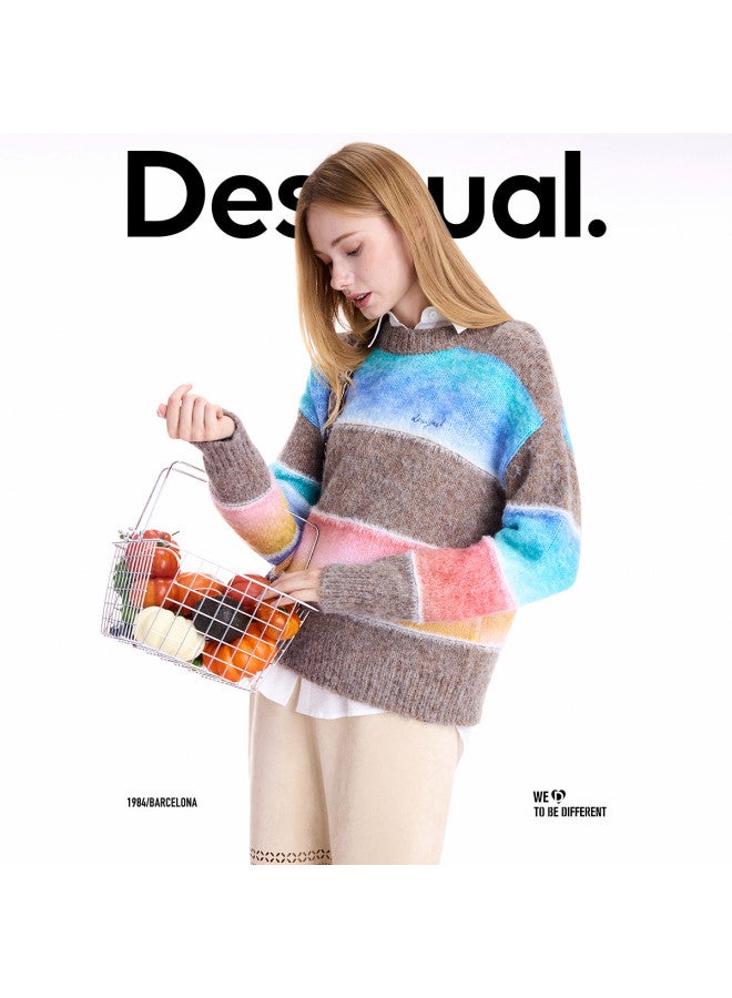 DESIGUAL 25 Autumn/Winter New Wool Blend Yarn-Dyed Color Block Women'S Knitwear - Image 2