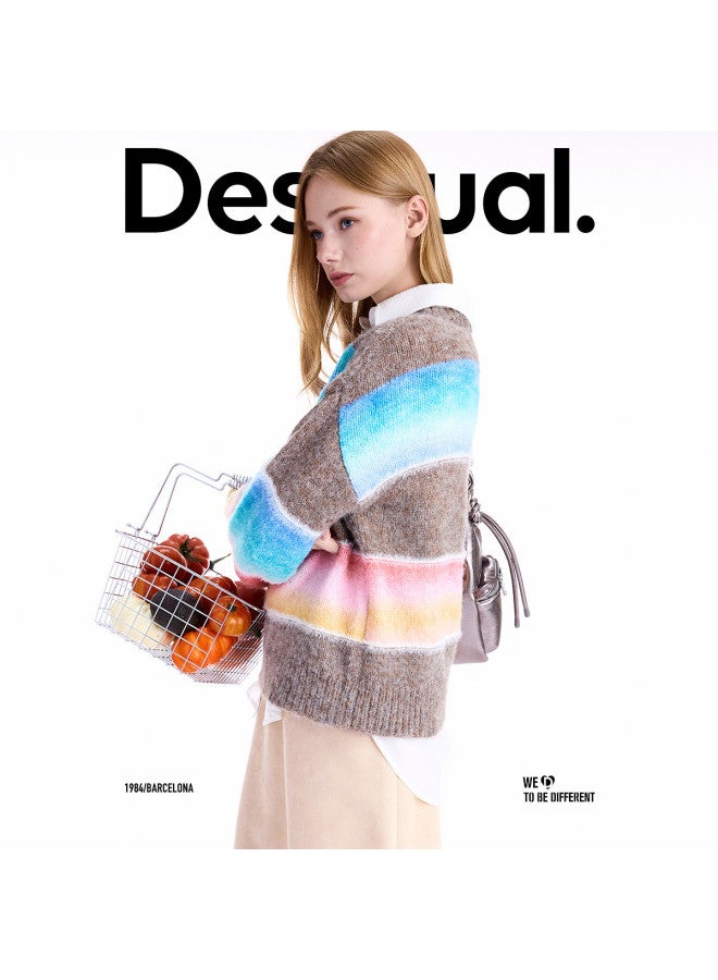 DESIGUAL 25 Autumn/Winter New Wool Blend Yarn-Dyed Color Block Women'S Knitwear - Image 4
