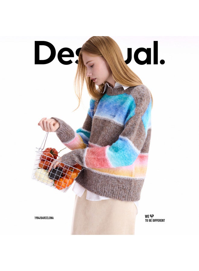 DESIGUAL 25 Autumn/Winter New Wool Blend Yarn-Dyed Color Block Women'S Knitwear - Image 5