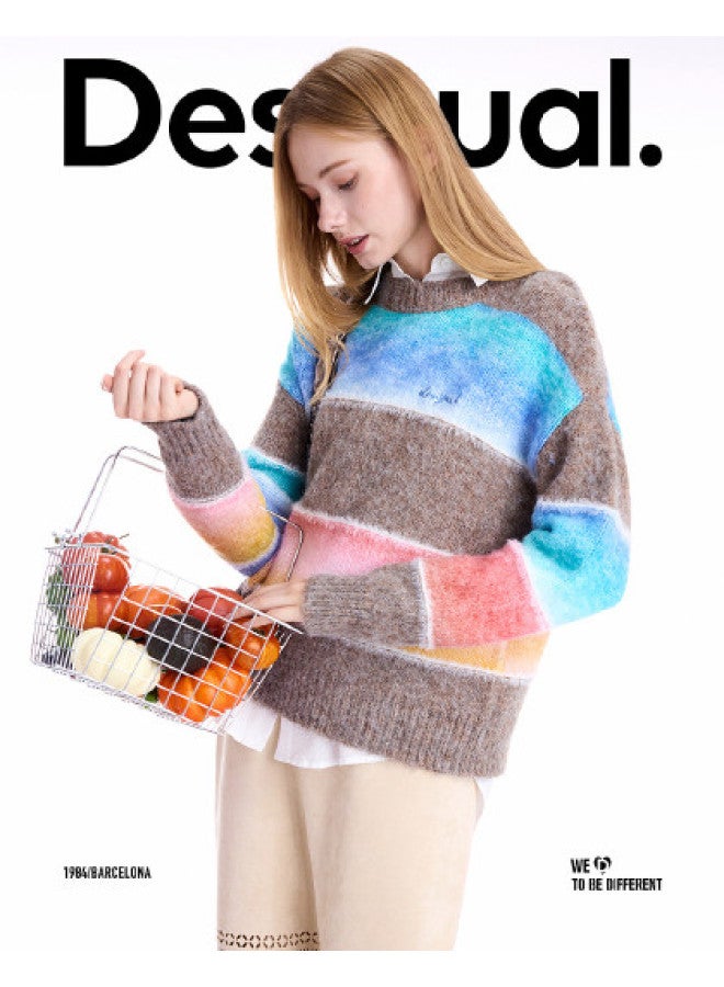 DESIGUAL 25 Autumn/Winter New Wool Blend Yarn-Dyed Color Block Women'S Knitwear - Image 1