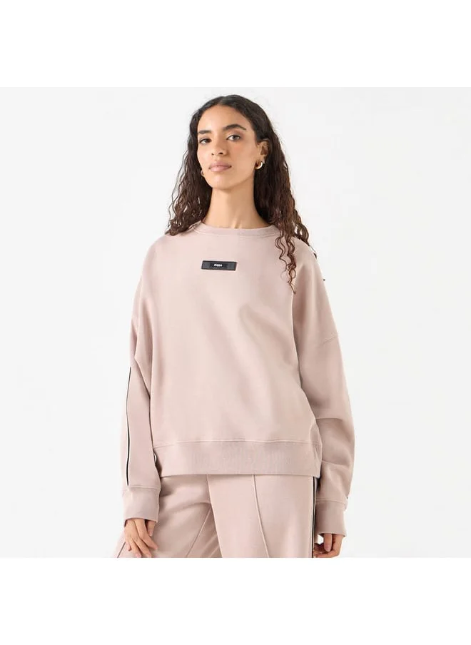 Kappa Kappa Logo Applique Sweatshirt with Long Sleeves and Crew Neck