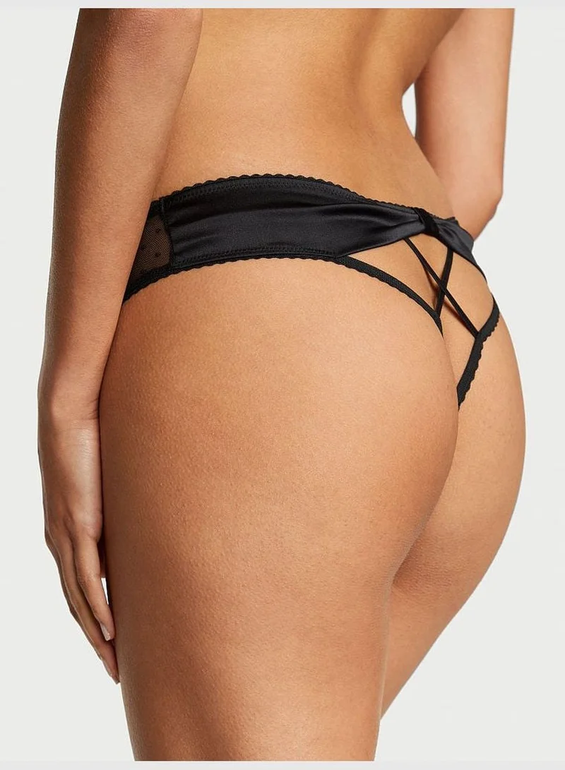 Victoria's Secret Crotchless Lace-Up Bow-Back Thong Panty
