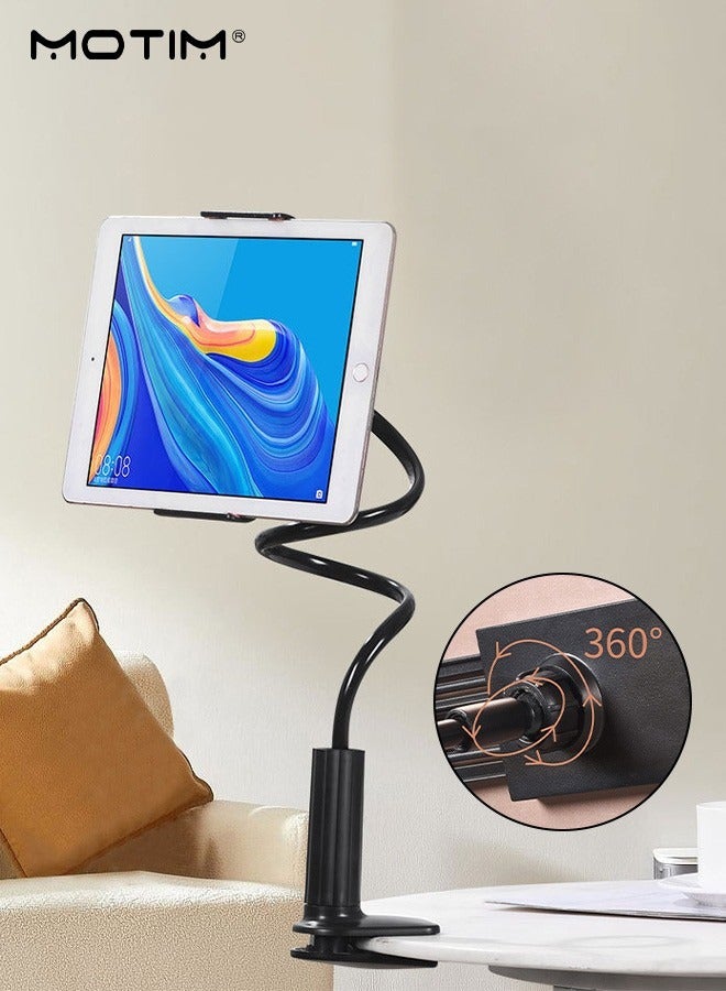 Motim 1.1M Gooseneck Tablet and Phone Clip Clamp on Stand Holder, 360° Rotating Long Arms Cell Phone Clip Mount Hands Free, Flexible Stand for 4.0-10.6 Phones Ipad, Mobile Stand Baby Monitor - Image 1