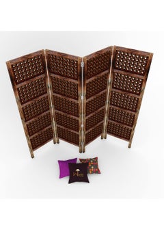 Wooden Twist Wooden Twist Premium Elegant Solid Wood Room Divider/Separator/Wooden Partition 4 Panels  - Image 3