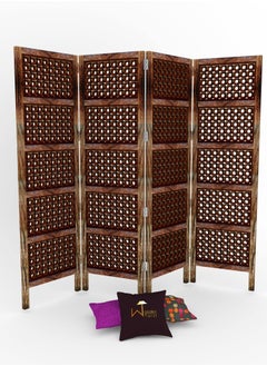 Wooden Twist Wooden Twist Premium Elegant Solid Wood Room Divider/Separator/Wooden Partition 4 Panels  - Image 2