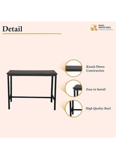 RIGID Steel Dining Table with Wooden Top Black 90x120x60cm  - Image 3