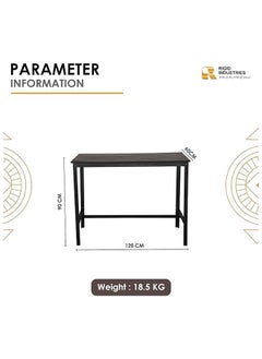 RIGID Steel Dining Table with Wooden Top Black 90x120x60cm  - Image 4
