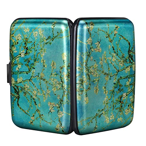 ELFISH Mini RFID Aluminum Wallet Credit Cards Holder Business Card Case Metal ID Case for Men Women（Apricot flower - Image 3