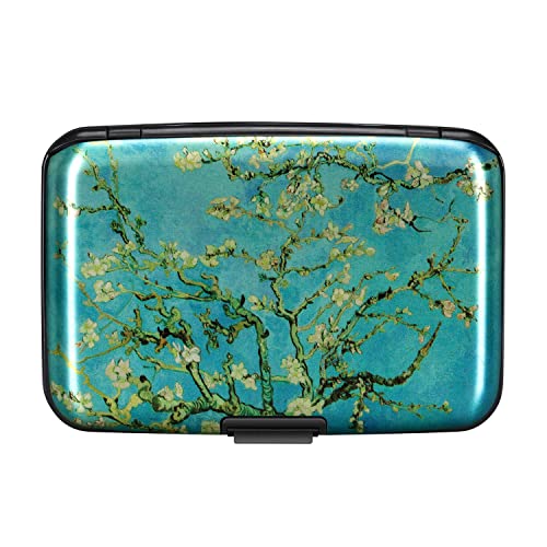ELFISH Mini RFID Aluminum Wallet Credit Cards Holder Business Card Case Metal ID Case for Men Women（Apricot flower - Image 4