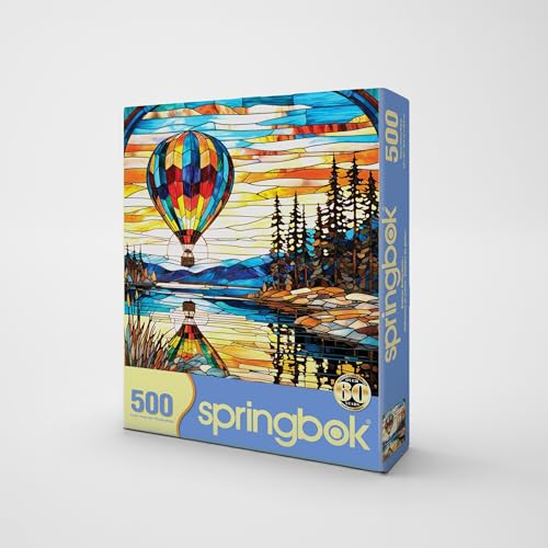 Springbok Balloon Reflections 500 Piece Jigsaw Puzzle for Adults Stained Glass Hot Air Balloon Unique Cut Pieces Made in USA - Image 5