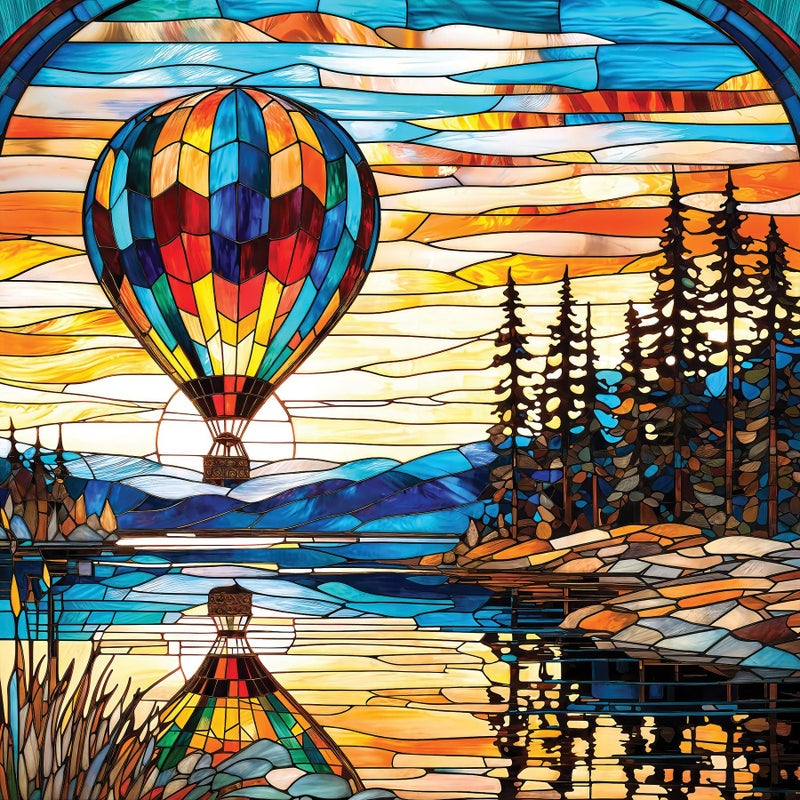 Springbok Balloon Reflections 500 Piece Jigsaw Puzzle for Adults Stained Glass Hot Air Balloon Unique Cut Pieces Made in USA - Image 3