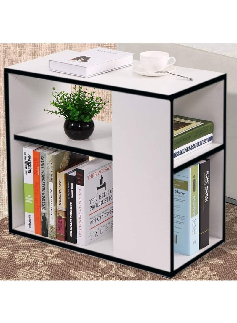 مودرن هوم طوالة جانبية وطاولة القهوة مع اماكن تخزين  - ابيض مع اسود - Image 2