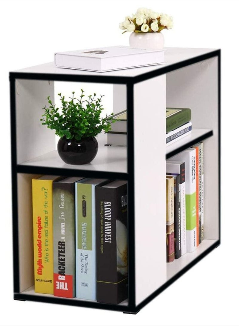 مودرن هوم طوالة جانبية وطاولة القهوة مع اماكن تخزين  - ابيض مع اسود - Image 1