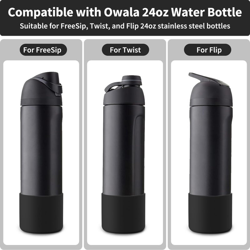 Diumepo Silicone Boot for Owala 24 oz Water Bottle, Anti-Slip Protective Sleeve for Owala Twist & FreeSip & Flip Stainless Steel Water Bottle, Boot Bottom Base for Owala (Black) - Image 2