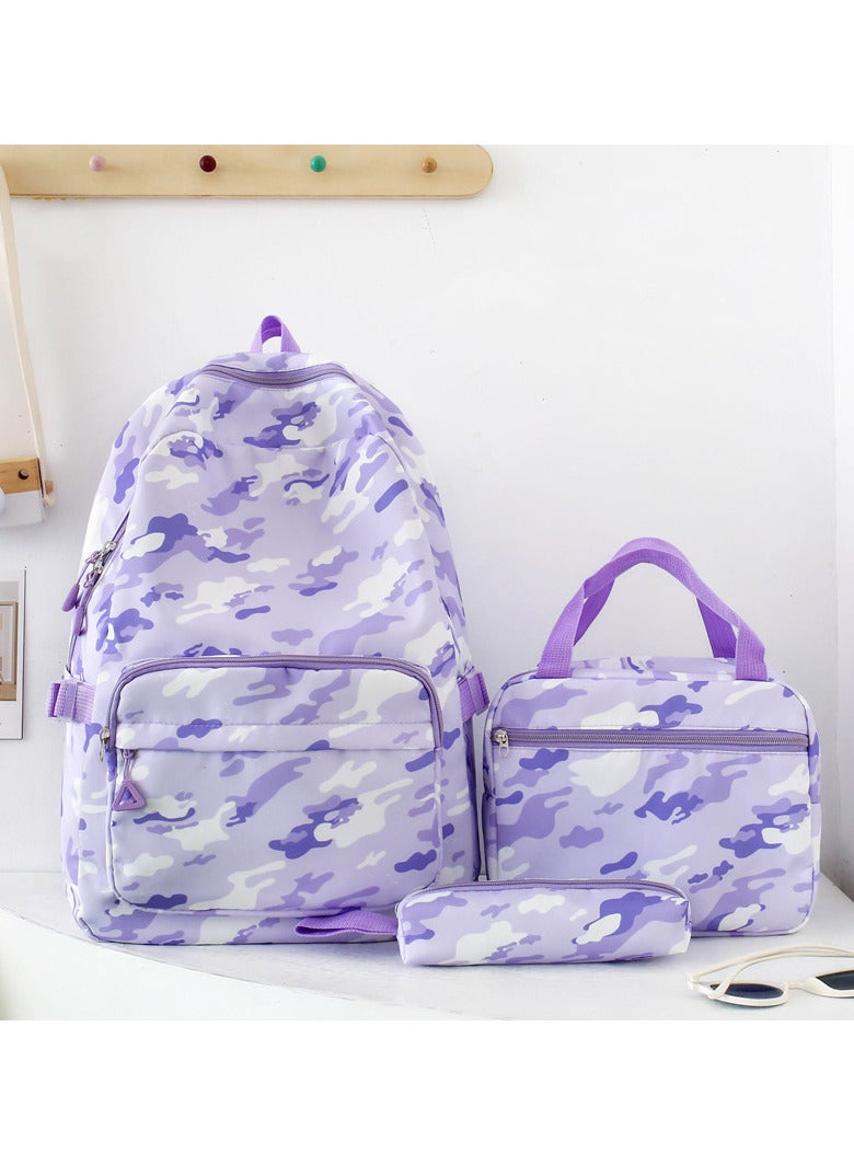AUTOYSUR 3 Pcs School Bags Set,Backpack for Girls School Backpack for Girls School Bag for Kids Bookbag Teen Girls Backpack with Lunch Box,Purple - Image 1