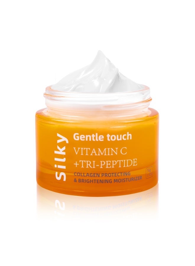 سيلكي كريم وجه بالتراي ببتيد وفيتامين سي 50 جرام – مُرطب مضاد للمشاعر والمشيخوخة للوجه | حمض الهيالوروني + ريتينول لتوهج البشرة، رطوبة وتقليل الخطوط الدقيقة - Image 1