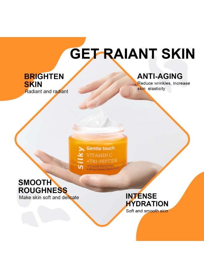 سيلكي كريم وجه بالتراي ببتيد وفيتامين سي 50 جرام – مُرطب مضاد للمشاعر والمشيخوخة للوجه | حمض الهيالوروني + ريتينول لتوهج البشرة، رطوبة وتقليل الخطوط الدقيقة - Image 4