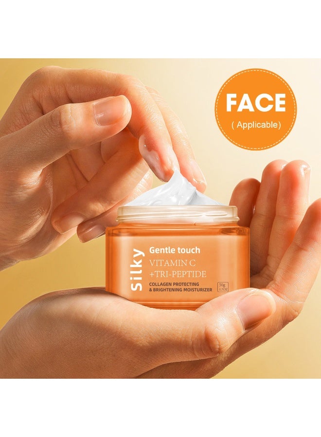 SILKY Vitamin C + Tri-Peptide Face Moisturizer 50g - 3% Stabilized Vitamin C & Multi-Peptide Complex, Hydrating Daily Anti-Aging Cream for Brightening, Firmness & Wrinkle Repair - Image 2