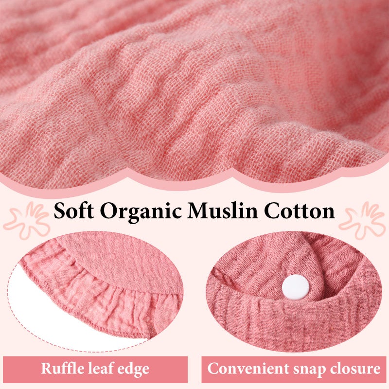 Kenning مريلة كينينغ 18 قطعة من القماش القطني للأطفال الرضع مع حواف مزخرفة، مريلة ماصة من القطن مع زر ضغط للأولاد والبنات (كلاسيكي) - Image 4