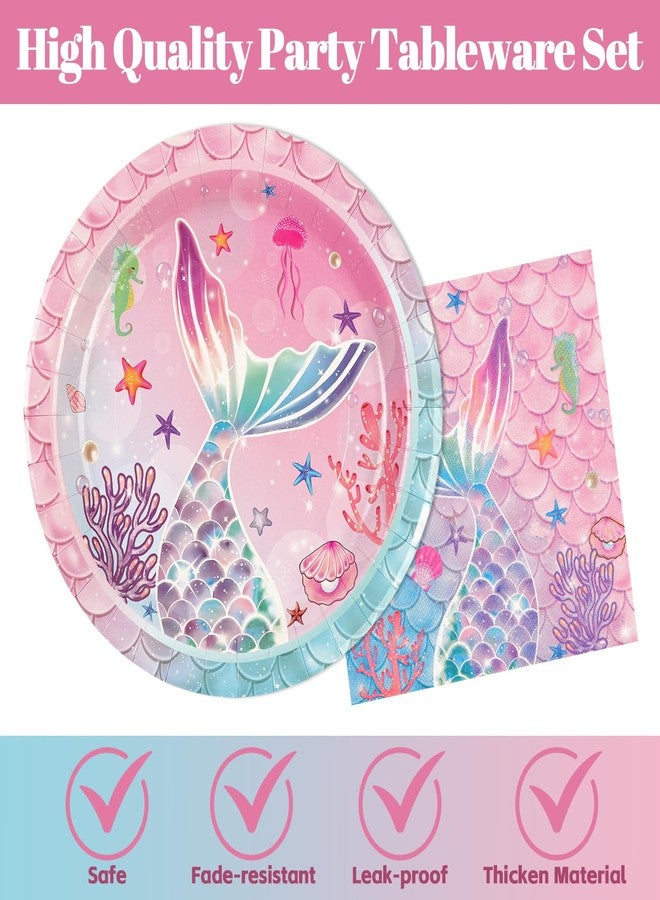 BOKFJBP 40pcs Mermaid Plates and Napkins Party Supplies- Mermaid Themed Party Decorations 9" Plates & Napkins for Princess Girls Baby Shower Under the Sea Birthday Ocean Party Decorations-20 Guests - Image 3