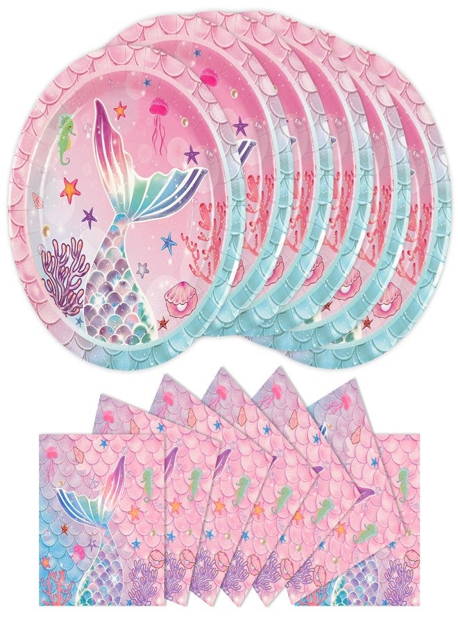 BOKFJBP 40pcs Mermaid Plates and Napkins Party Supplies- Mermaid Themed Party Decorations 9" Plates & Napkins for Princess Girls Baby Shower Under the Sea Birthday Ocean Party Decorations-20 Guests - Image 1