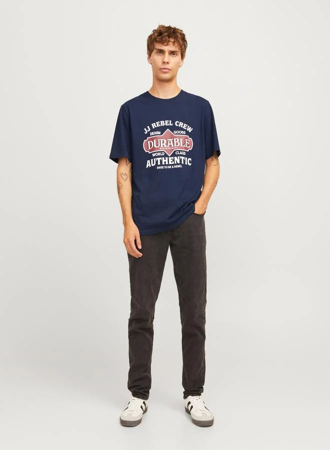 JJ Rebel Printed Crew Neck Relaxed Fit T-Shirt