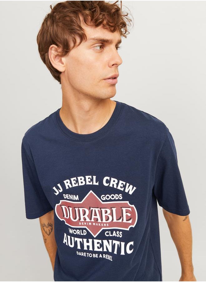 JJ Rebel by Jack & Jones Printed Crew Neck Relaxed Fit T-Shirt  - Image 1