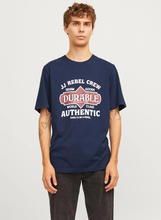 JJ Rebel Printed Crew Neck Relaxed Fit T-Shirt