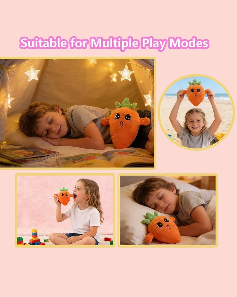 Interactive Sensor Music Doll, Children's Body-Sensing Plush Toy with Piano and Fruit Metronome Sounds, Educational Musical Gift for Boys and Girls(Carrot) - Image 5