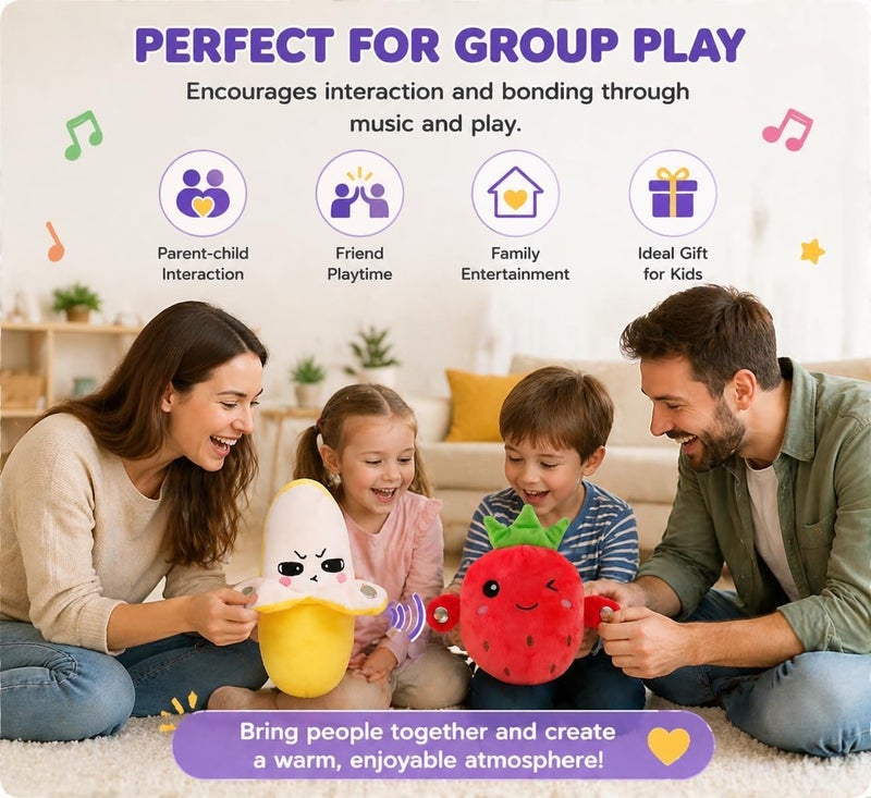 Interactive Sensor Music Doll, Children's Body-Sensing Plush Toy with Piano and Fruit Metronome Sounds, Educational Musical Gift for Boys and Girls(Carrot) - Image 4