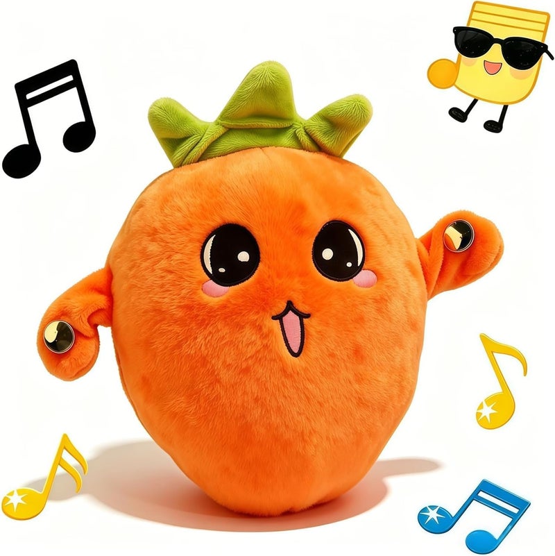 Interactive Sensor Music Doll, Children's Body-Sensing Plush Toy with Piano and Fruit Metronome Sounds, Educational Musical Gift for Boys and Girls(Carrot) - Image 1