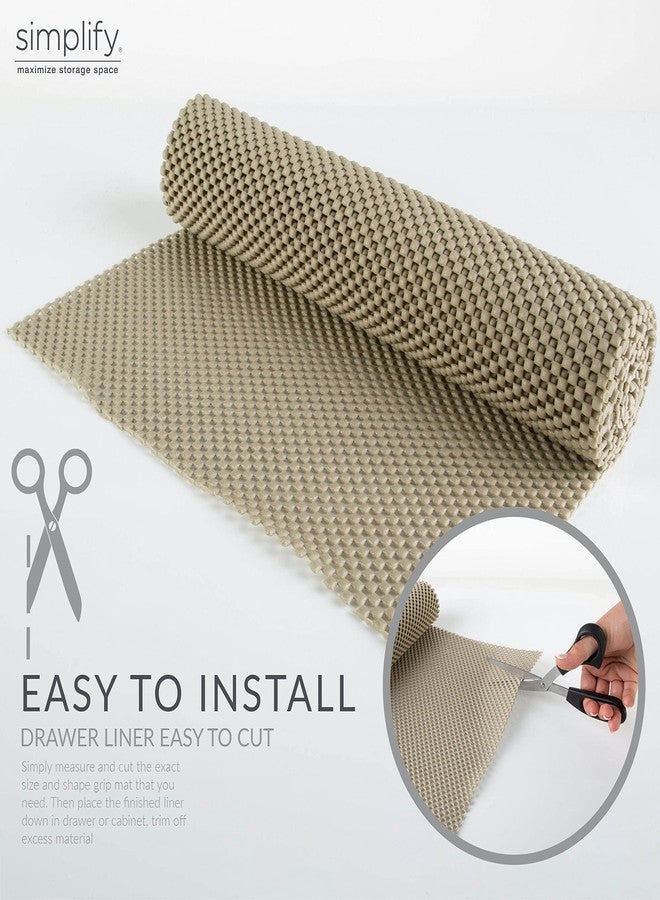 Simplify Grip Liner-Heavy Duty-Non-Adhesive Liner | 60" L x 12" W | Drawers | Cabinets | Shelves | Grey | Padded | 5 Ft Rolls | Taupe | Organization| Easy Use - Image 3