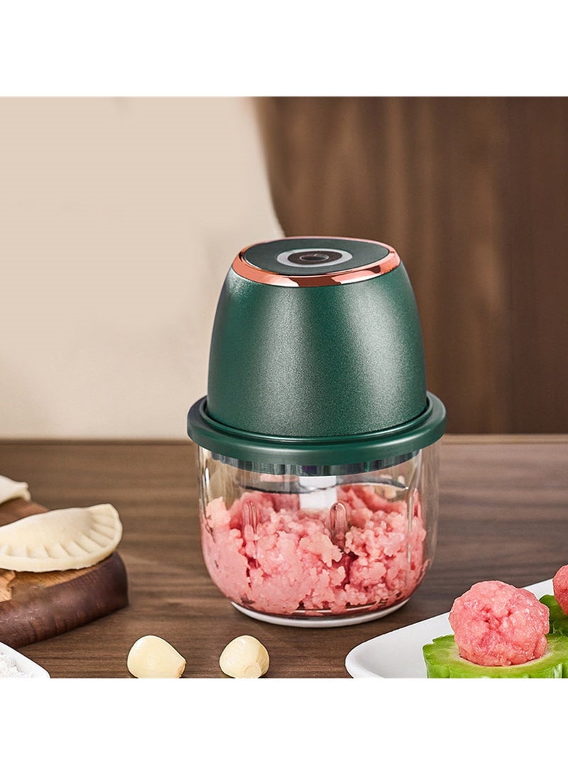 Electric  Garlic& Meat Grinder,Sturdy Durable Crushed Ginger Vegetable Crusher- Multifunctional Food Processor with 350ml Glass Bowl, Type-C Fast Charging, and Enhanced Safety Features